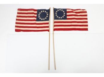 Par Of Vintage 13 Star American Flags