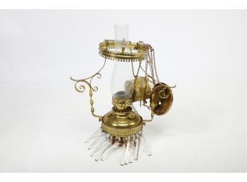 Vintage Brass Hanging Kerosene Lamp