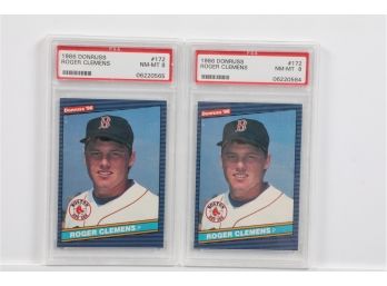Two 1986 Donruss Roger Clemens #172 Cards PSA Graded 8