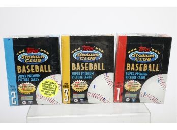 1993 Topps Stadium Club Baseball Wax Packs In Factory Sealed Boxes -1 Each Series 1, 2, & 3