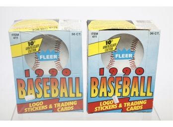 1990 Fleer Baseball (2) Wax Pack Boxes