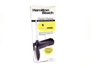 Hamilton Beach Classic Chrome Electric Knife With Case Stainless Steel Blade And Fork New In Box