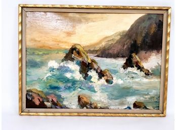 Framed Oil On Canvas Nautical Painting Signed Monoco