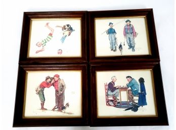 4 Vintage Norman Rockwell Embossed Prints Including 2 Old Men Prints