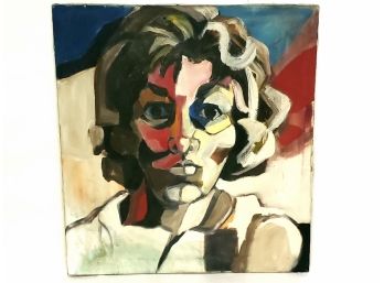 Modernist Abstract Woman Portrait Oil On Canvas