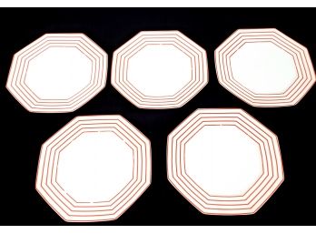 Set Of 5 Fitz And Floyd 'pin Stripe' Octagon Plates