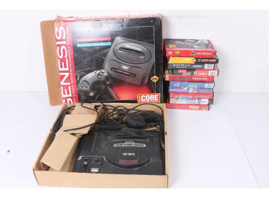 Vintage Original Boxed Complete Sega Genesis With 10 Boxed Games