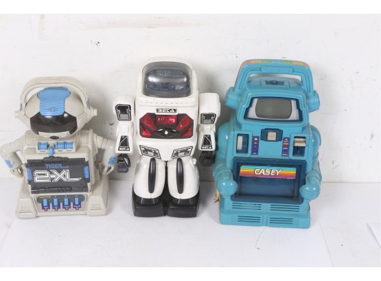 Group Of 3 Robots Including Playskool Casey The Talking Tape Player Robot & Tiger 3XL