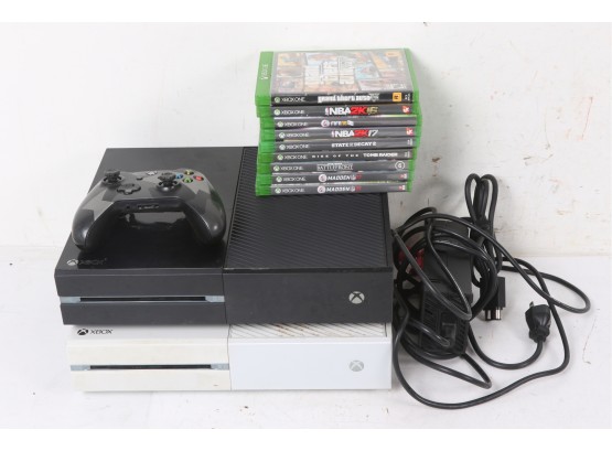2 Xbox One Consoles With Accessories And 8 Games