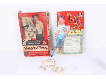 Vintage Mattel Walt Disney Productions Mousekartooner Tin Litho With Box 1950s