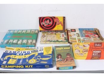 Group Of Vintage Board Games And Leather Making Kits