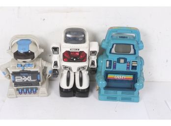 Group Of 3 Robots Including Playskool Casey The Talking Tape Player Robot & Tiger 3XL