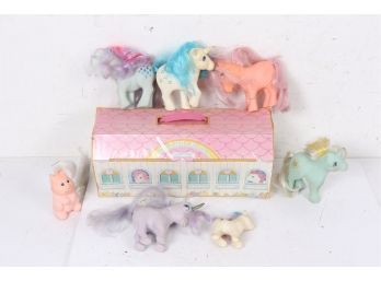 Group Of Vintage 1983 My Little Ponies With Carrying Case