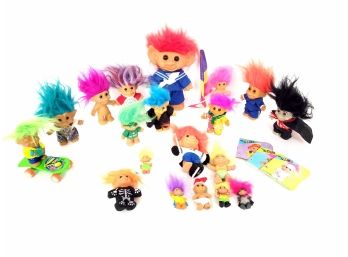 Mixed Troll Doll Lot With 3 Small Coloring Books