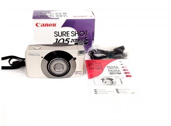 Canon Sure Shot 105 Zoom S Date Camera With Box Cord And Instruction Manual