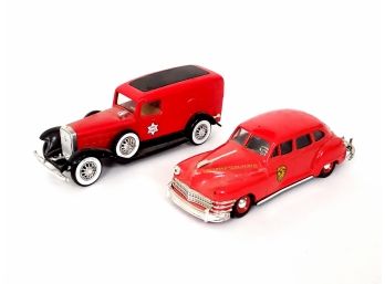 2 Vintage Style Fire Cars Including Solido Die-Cast Cadillac 1931 Fore Chiefand San Francisco Fire Department