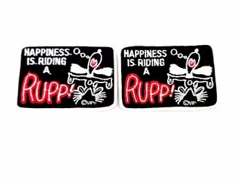 2 Vintage Badges 'happiness Is Riding A Rupp!'