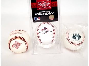 3 Collectible Basballs Including Redsox 2018 World Series Champions New In Box And More