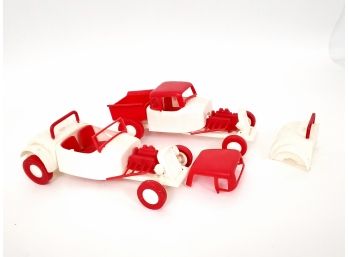 2 Vintage Auburn Plastic Cars With Interchangeable Parts