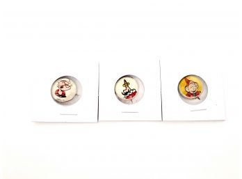 3 Original Kellogg's Pep Pins Including Popeye The Little King And Denny