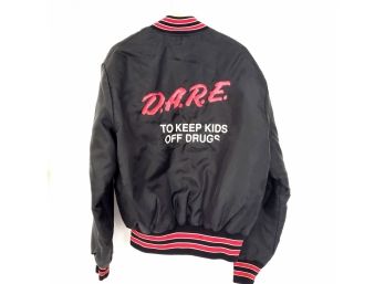 D.A.R.E. Satin Bomber Instructor Jacket Monogrammed 'mark' Size Large