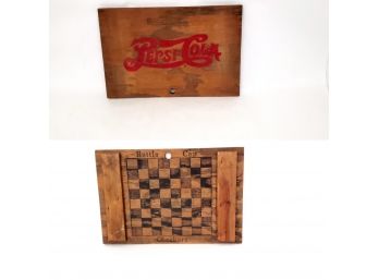 Vintage Pepsi Cola Bottle Cap Checkers Crate Top