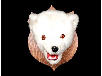 Vintage Plush Taxidermy Mounted Bear Head Wall Hamging