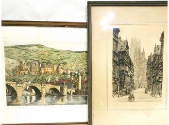 2 Vintage Original Etchings