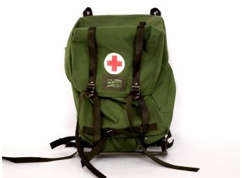 Red Cross Military Backpack With External Metal Frame