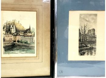 2 Antique Engravings, 1 Hand Colored