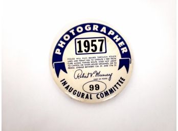 1957 Inaugural Commitee Photographer Pin Rare