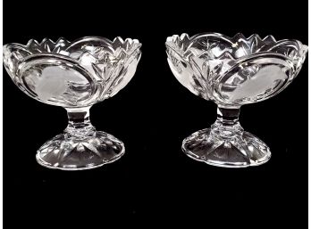 Set Of 2 Decorative Glass With Frosted Birds Compote Candy/trinket Bowls