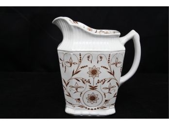 Antique Dresden Pattern T.C.& F. Booth ~ Brown English Transferware Pitcher