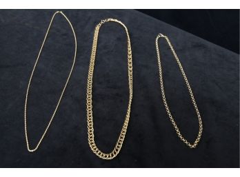 3 Vintage Gold Toned Necklaces