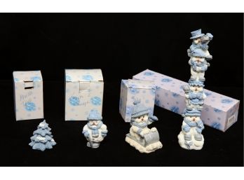 4 Vintage 'Snow Buddies' Figurines With Original Boxes