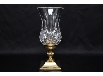 Vintage Waterford Crystal Candle Holder With Brass Base