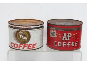 2 Antique/Vintage Coffee Advertising Tins ~ A & P And Food Fair