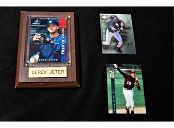 3 Derek Jeter Cards ~ 1992 Four Point Draft Pick From Kalamazoo Central High School, Pinnacle & Upper Deck