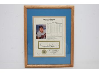 Framed Brooks Robinson Authentic Autograph With Photo, Lifetime Stats & Authentication