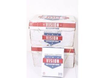 2 Cases 20 Reams Of Vision Recycled Copy Paper, 92 Bright, 20lb, 8 1/2 X 11, 500/Ream