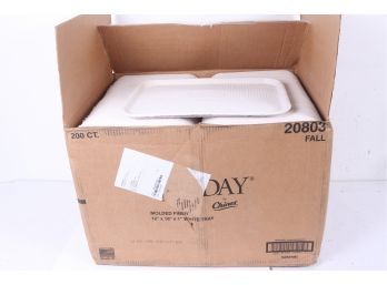 Chinet Savaday Molded Fiber Flat Food Tray, White, 12x16, 200/Carton