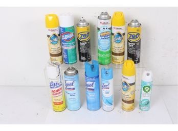 Group Of 12 Misc. Bottles Of Cleaning Supplies Spray Cleaners
