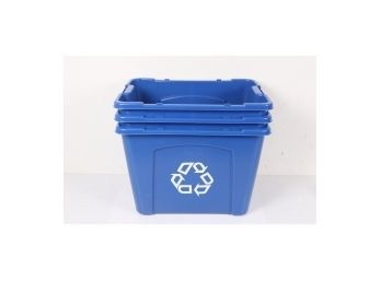 Group Of 3 Rubbermaid 14 Gallon Recycling Bin, Blue (RCP 5714-73 BLU)new