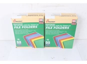 2 Boxes Of Skilcraft Straight Cut Colored File Folder Red 100 Count Per Box