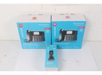 2 Motorola ML1100 DECT 6.0 Expandable 4-line Business Phone System With ML1200 Cordless Phone New