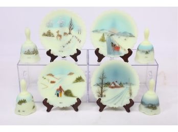 Lot Of 8 Vintage Hand Painted Fenton Pieces
