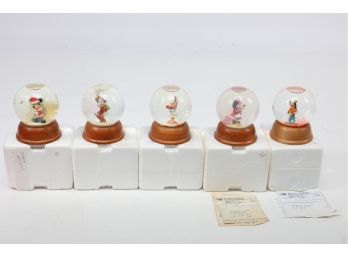 Five Vintage Collectors Disney Snowglobes