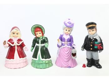 4pc Hand Painted Molded Ceramic Carolers