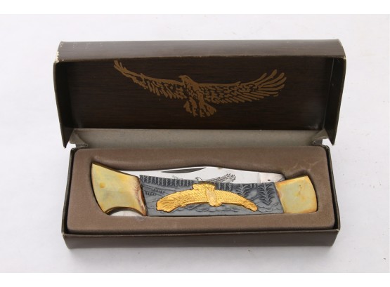 Vintage Collectible Eagle Folding Pocket Knife In Box Made In Japan