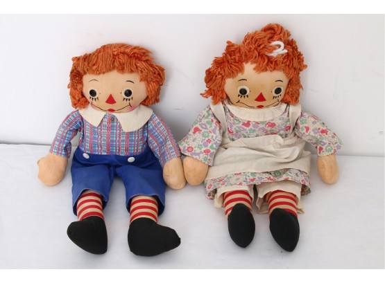 Pair Vintage Raggedy Ann & Andy Dolls